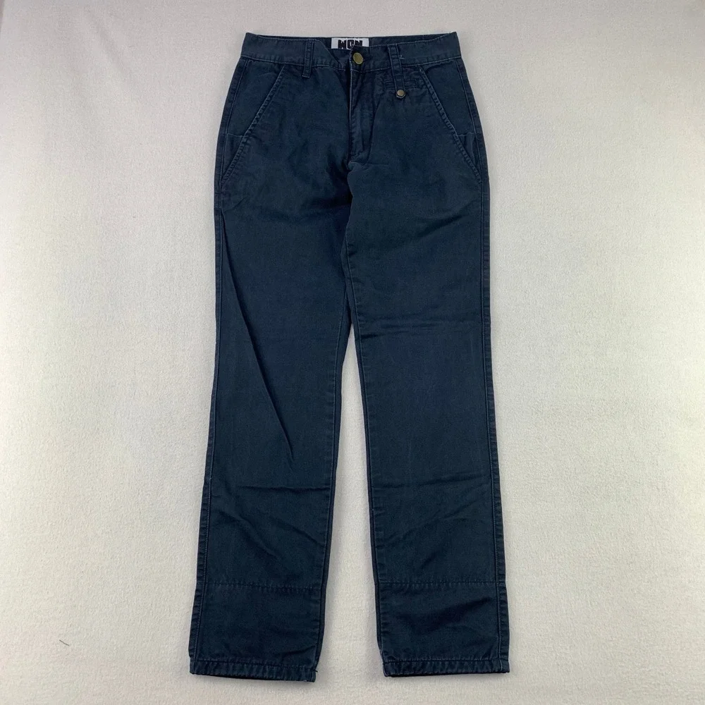Woolf Originals NY Chinos Men 28 Navy Blue Cotton Twill Slim-Fit Trousers WON